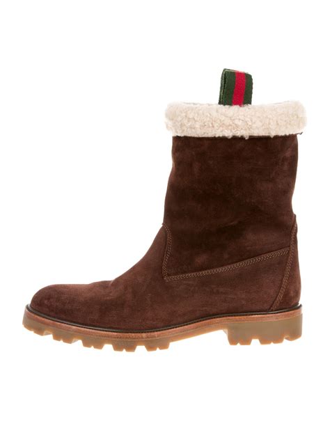 mens gucci shearling boots|Gucci boots embellished.